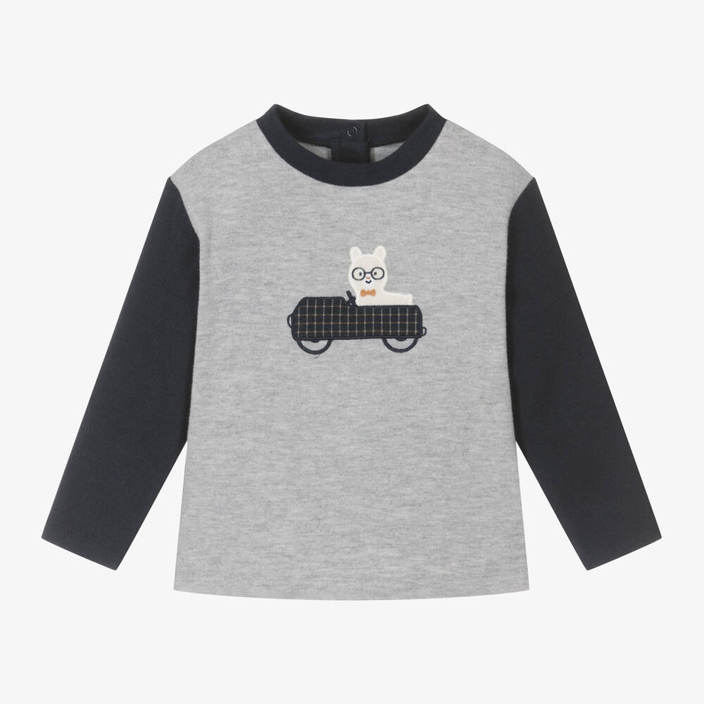 Mayoral - Boys Grey Fleece Llama Top | Childrensalon