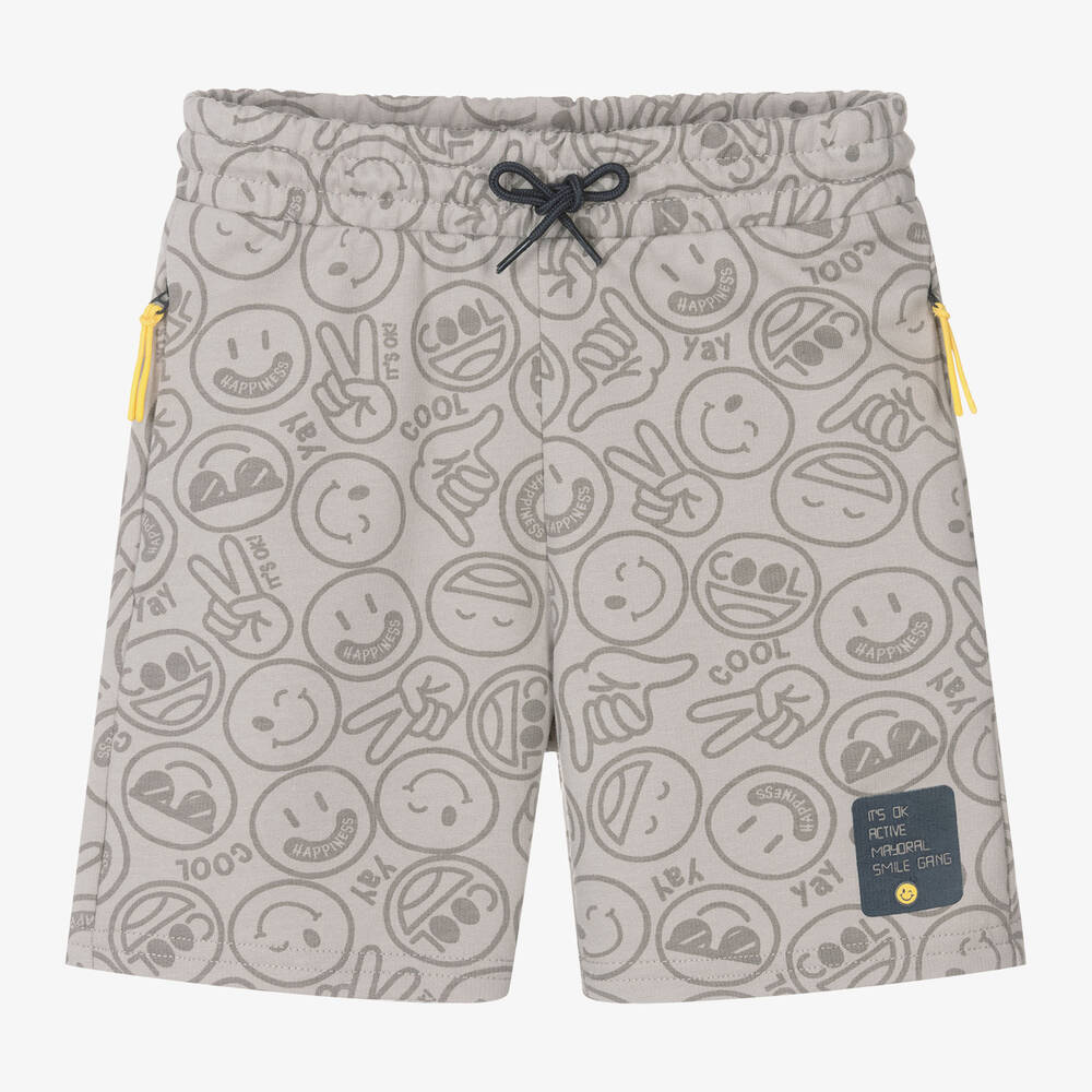 Mayoral - Boys Grey Graphic Cotton Shorts | Childrensalon