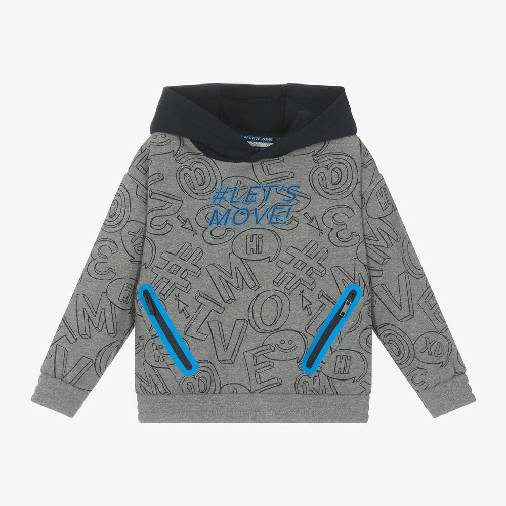 Mayoral - Boys Grey Graphic Print Hoodie | Childrensalon