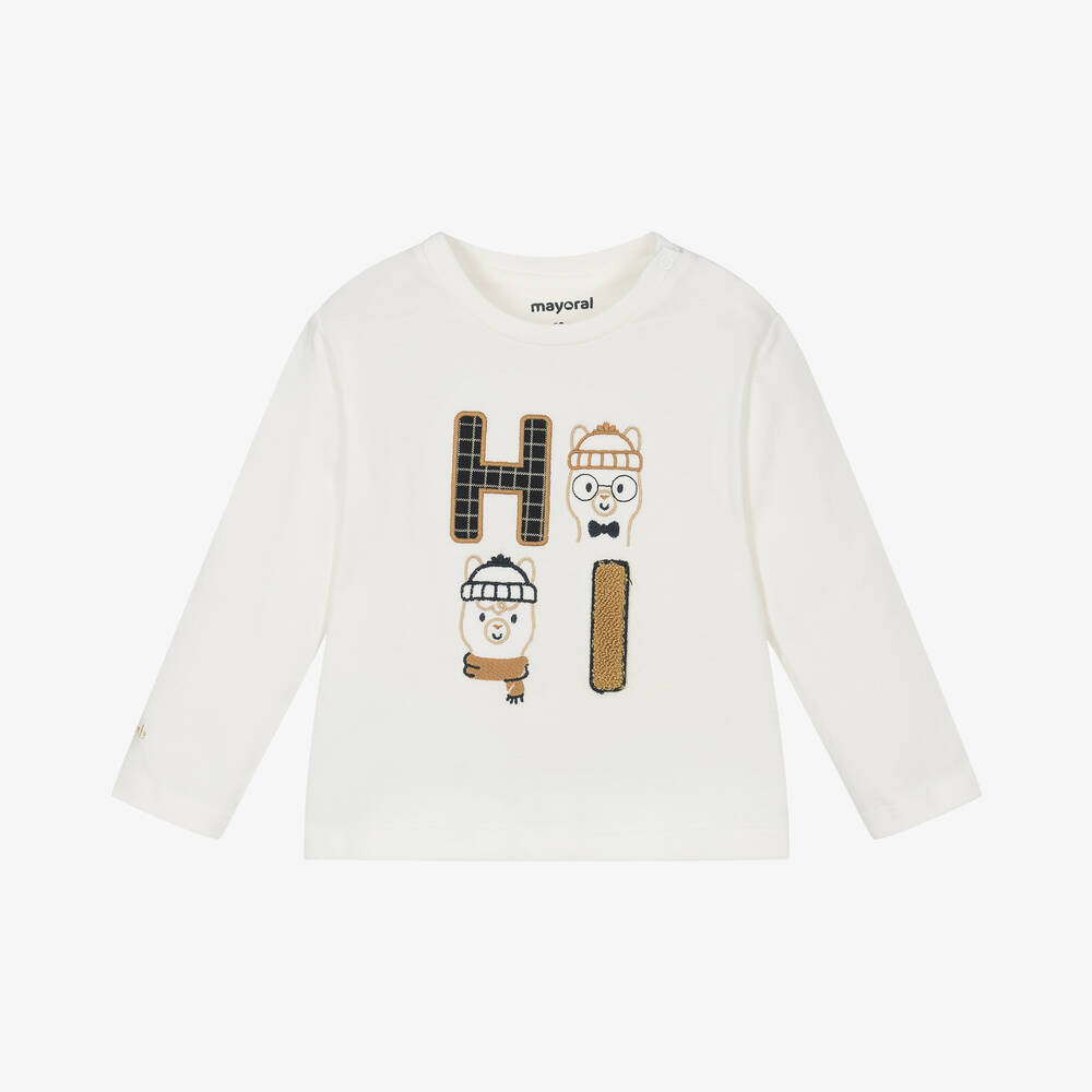 Mayoral - Boys Ivory Cotton Alpaca Top | Childrensalon