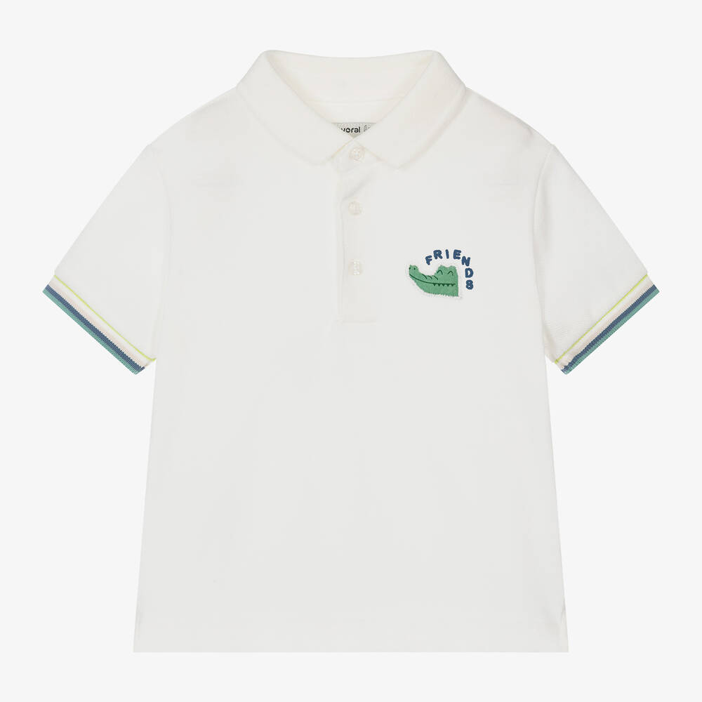 Mayoral - Boys Ivory Cotton Crocodile Polo Shirt | Childrensalon