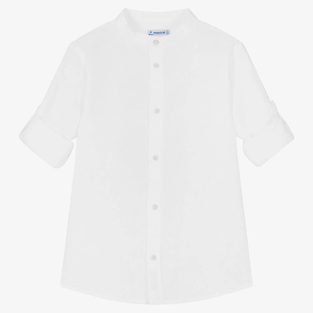 Mayoral - Кремовая рубашка из хлопка и льна | Childrensalon