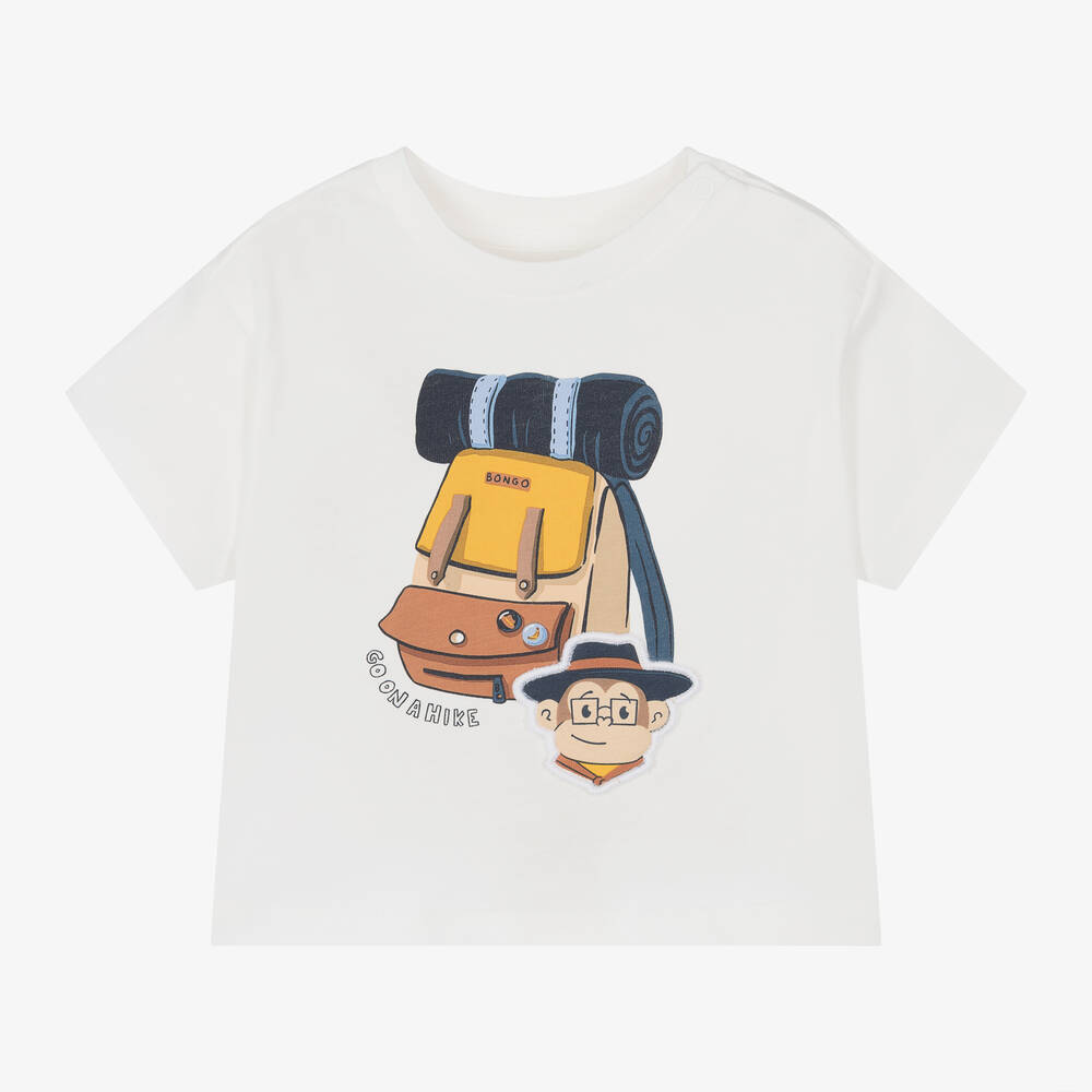 Mayoral - Boys Ivory Cotton Monkey T-Shirt | Childrensalon
