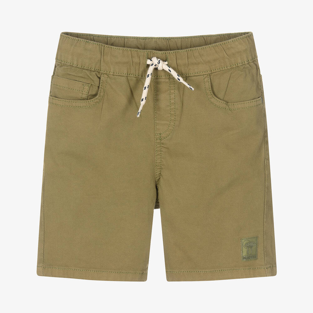 Mayoral - Boys Khaki Green Cotton Shorts | Childrensalon