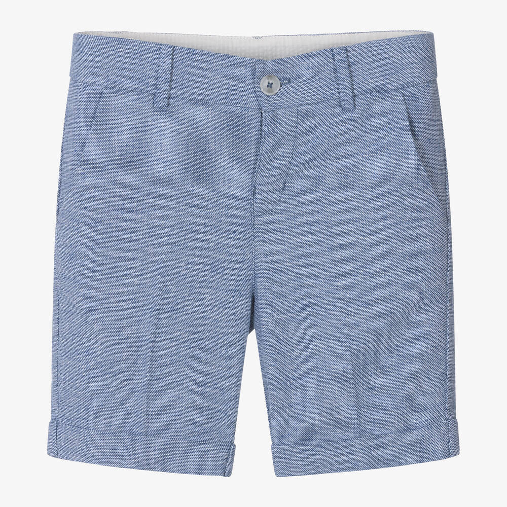 Mayoral - Boys Mid-Blue Cotton & Linen Shorts | Childrensalon