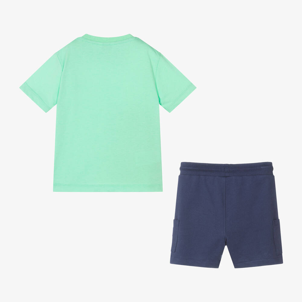 Mayoral - Boys Mint Green & Blue Cotton Shorts Set | Childrensalon
