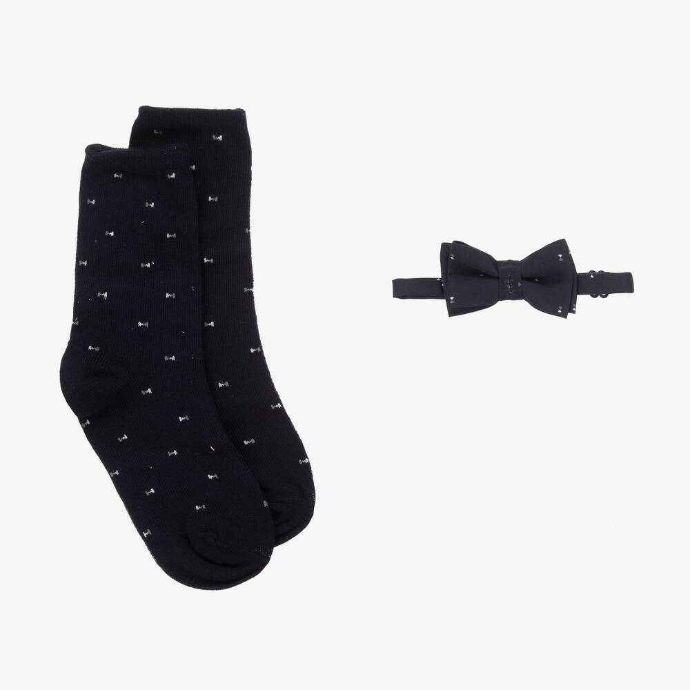 Mayoral - Boys Navy Blue Bow Tie & Sock Set | Childrensalon