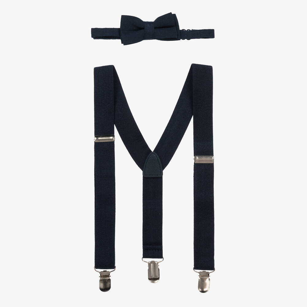Mayoral - Boys Navy Blue Braces & Bow Tie Set  | Childrensalon