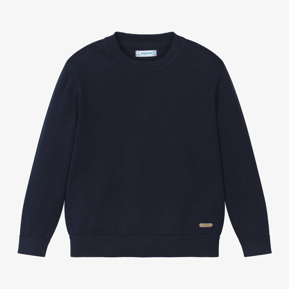 Mayoral - Boys Navy Blue Cotton Knit Sweater | Childrensalon