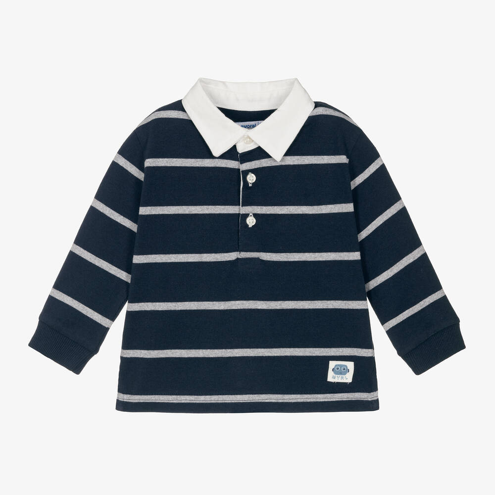 Mayoral - Boys Navy Blue Cotton Rugby Shirt | Childrensalon