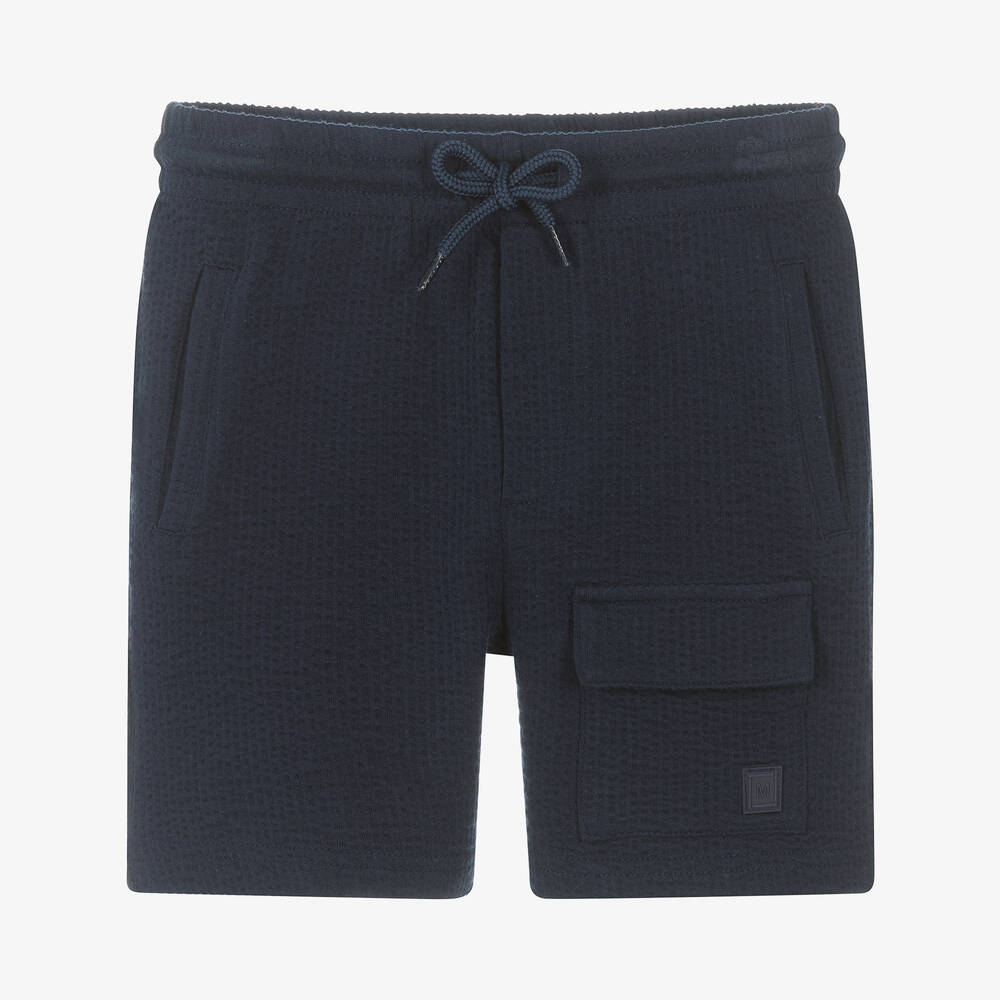 Mayoral - Boys Navy Blue Cotton Shorts  | Childrensalon