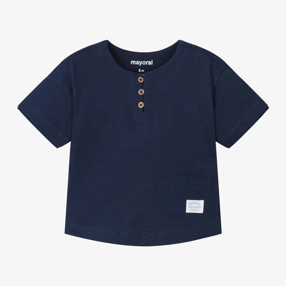 Mayoral - Boys Navy Blue Cotton T-Shirt | Childrensalon