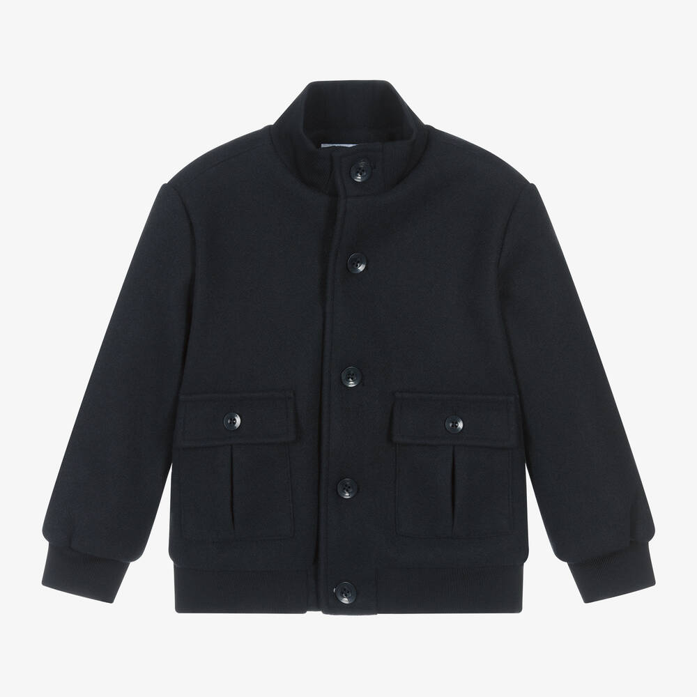 Mayoral - Boys Navy Blue Felted Jacket | Childrensalon