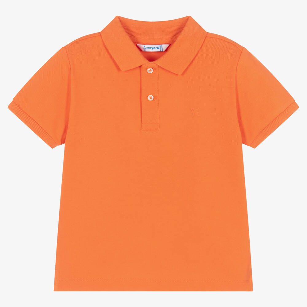 Mayoral - Boys Orange Cotton Piqué Polo Shirt | Childrensalon