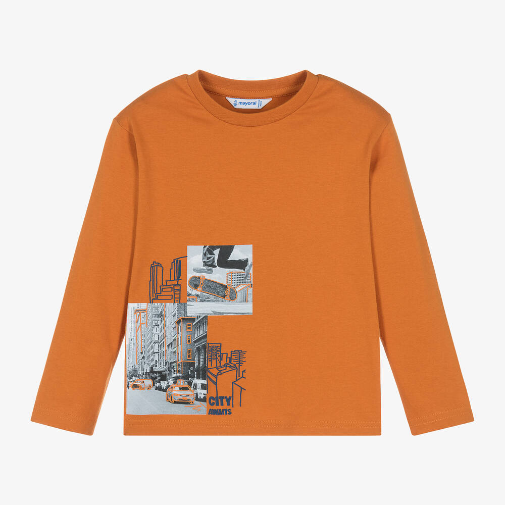 Mayoral - Boys Orange Cotton Top | Childrensalon