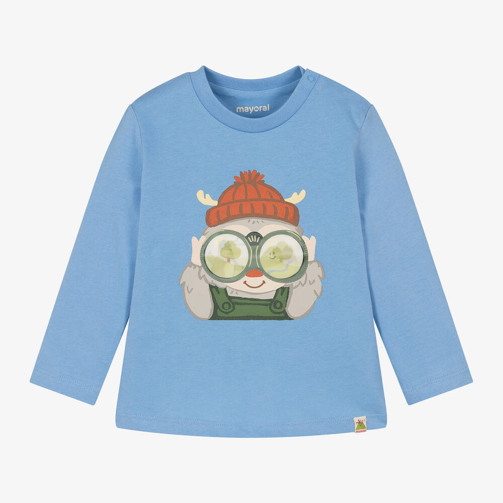 Mayoral - Boys Pale Blue Cotton Lenticular Top | Childrensalon