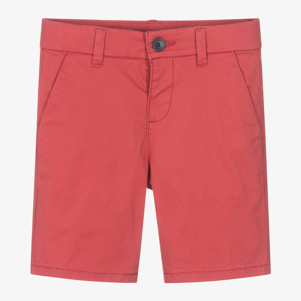 Mayoral - Boys Red Cotton Chino Shorts | Childrensalon