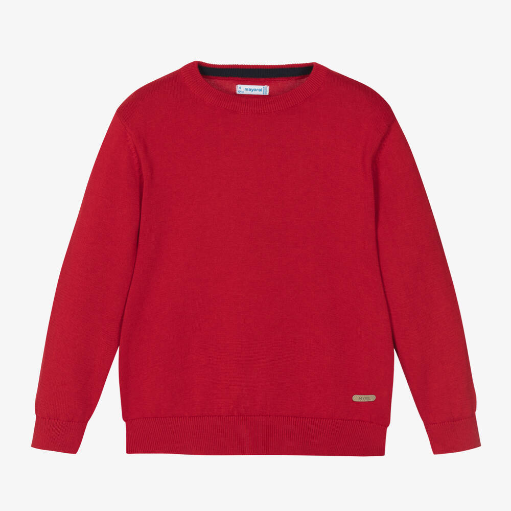 Mayoral - Boys Red Cotton Knit Sweater | Childrensalon