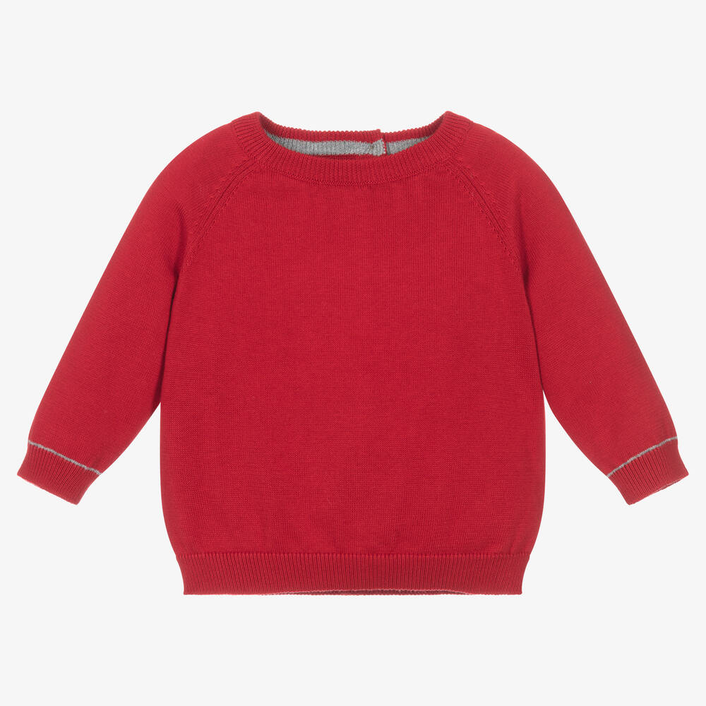 Mayoral - Boys Red Cotton Knitted Sweater | Childrensalon