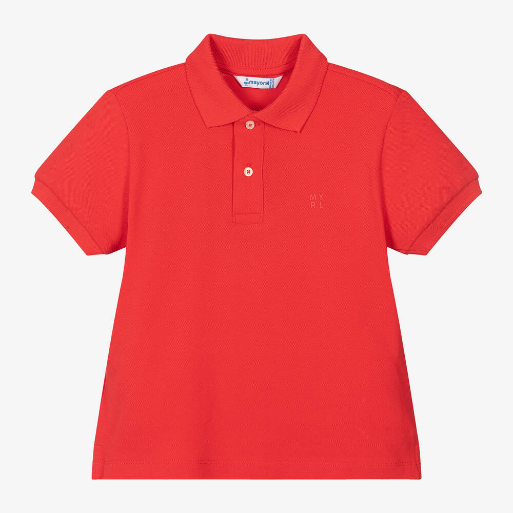 Mayoral - Boys Red Cotton Polo Shirt | Childrensalon