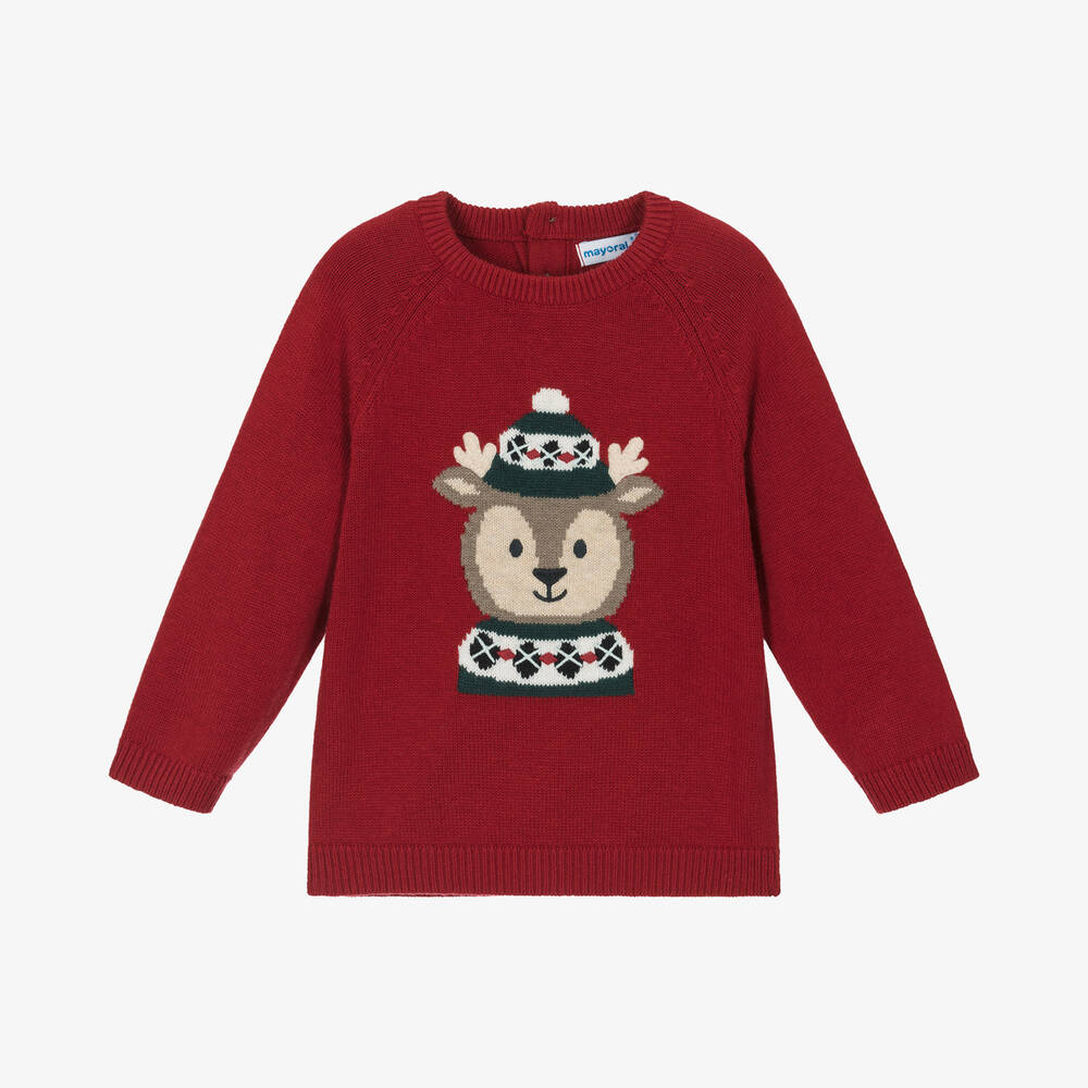 Mayoral - Boys Red Cotton & Wool Knit Sweater | Childrensalon