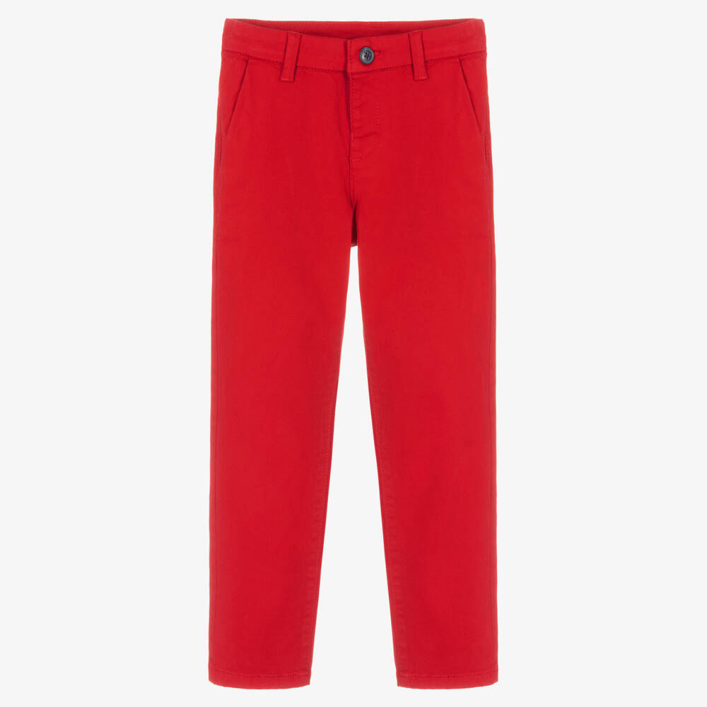 Mayoral - Boys Red Slim Fit Chino Trousers | Childrensalon