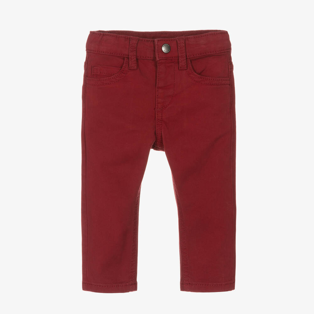 Mayoral - Boys Red Slim Fit Cotton Trousers | Childrensalon