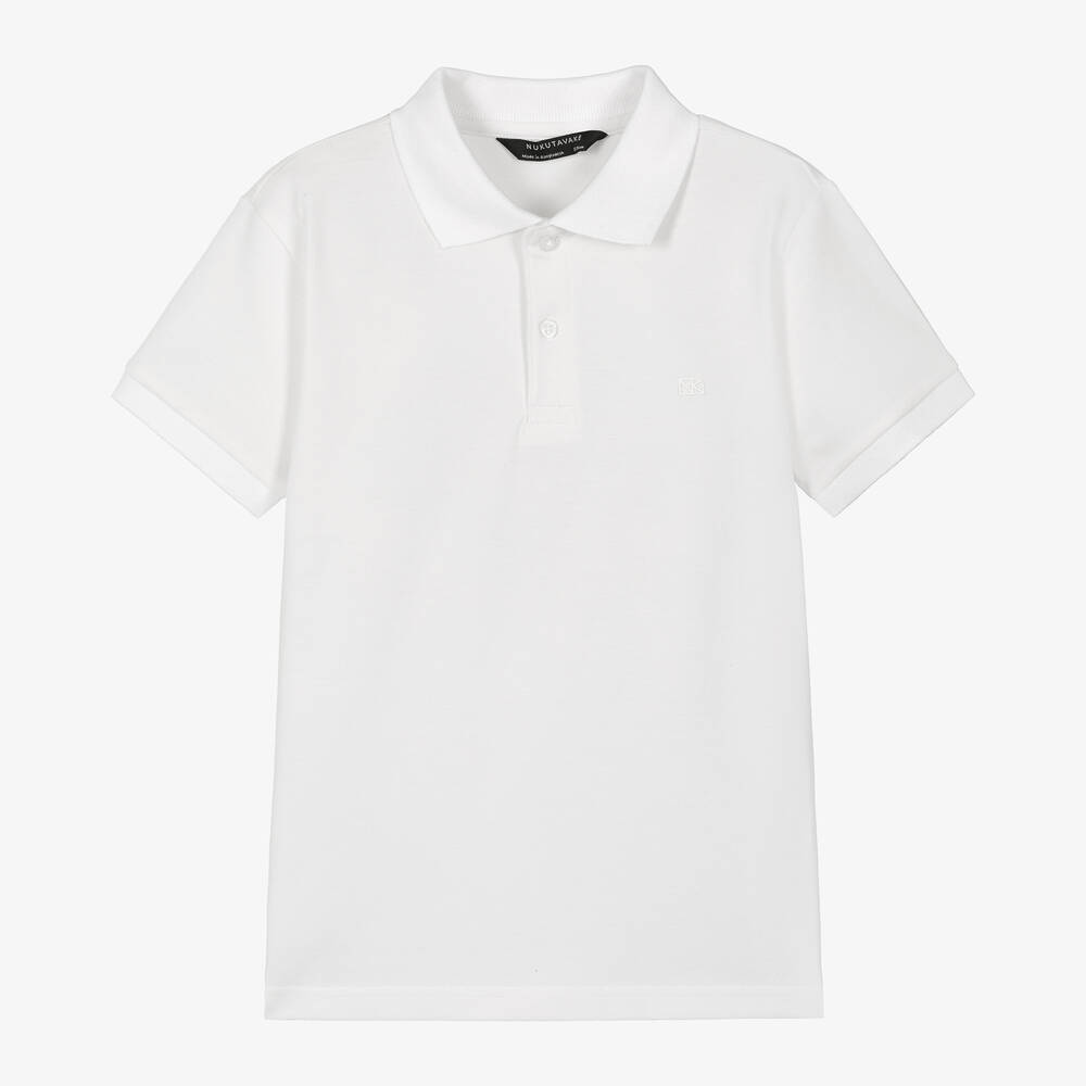 Mayoral Nukutavake - Boys White Cotton Polo Shirt | Childrensalon