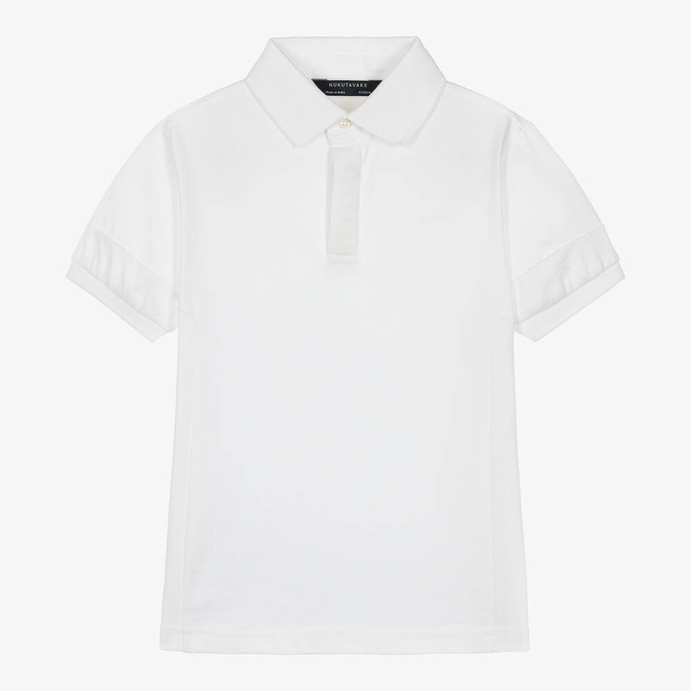 Mayoral Nukutavake - Boys White Cotton Polo Shirt | Childrensalon