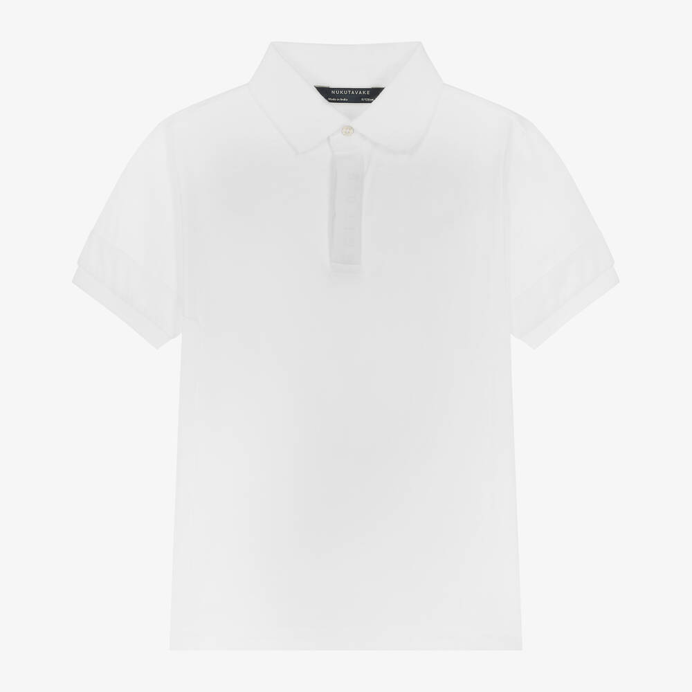 Shop Mayoral Nukutavake Boys White Cotton Polo Shirt