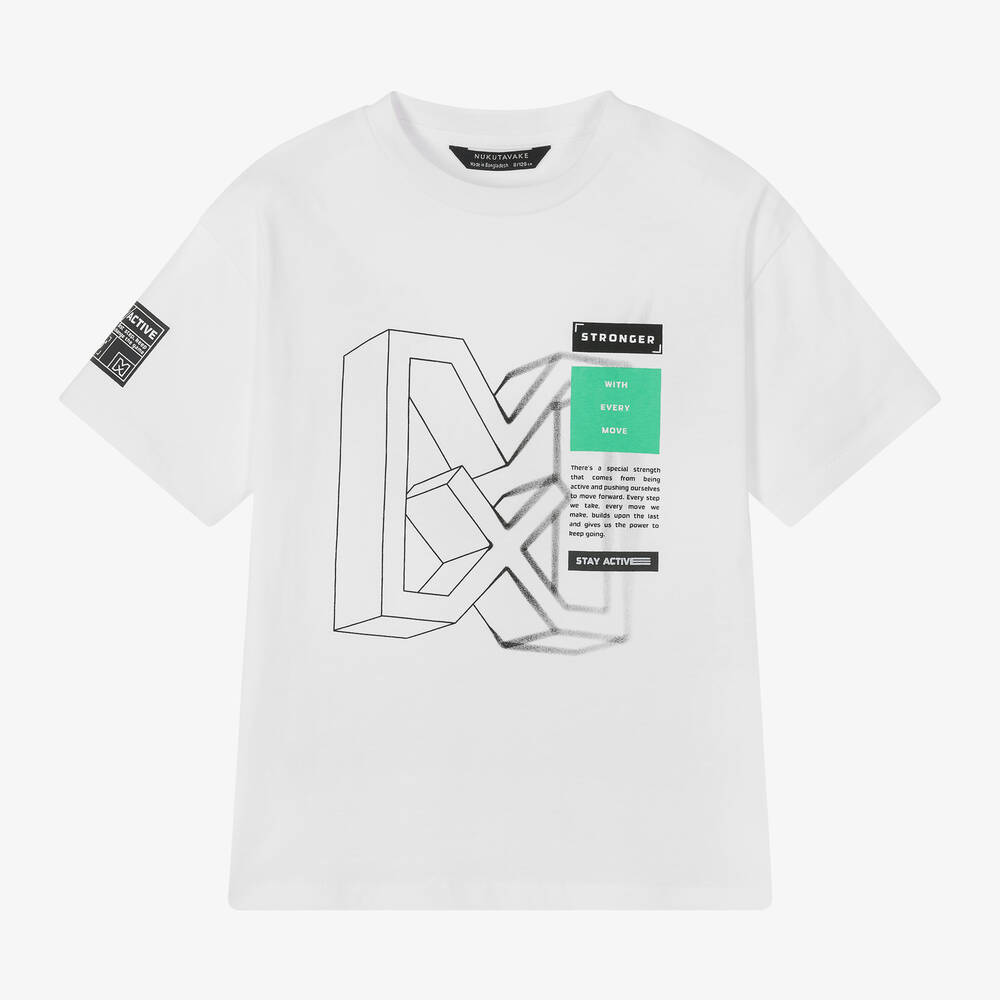 Mayoral Nukutavake - Boys White Graphic Cotton T-Shirt | Childrensalon