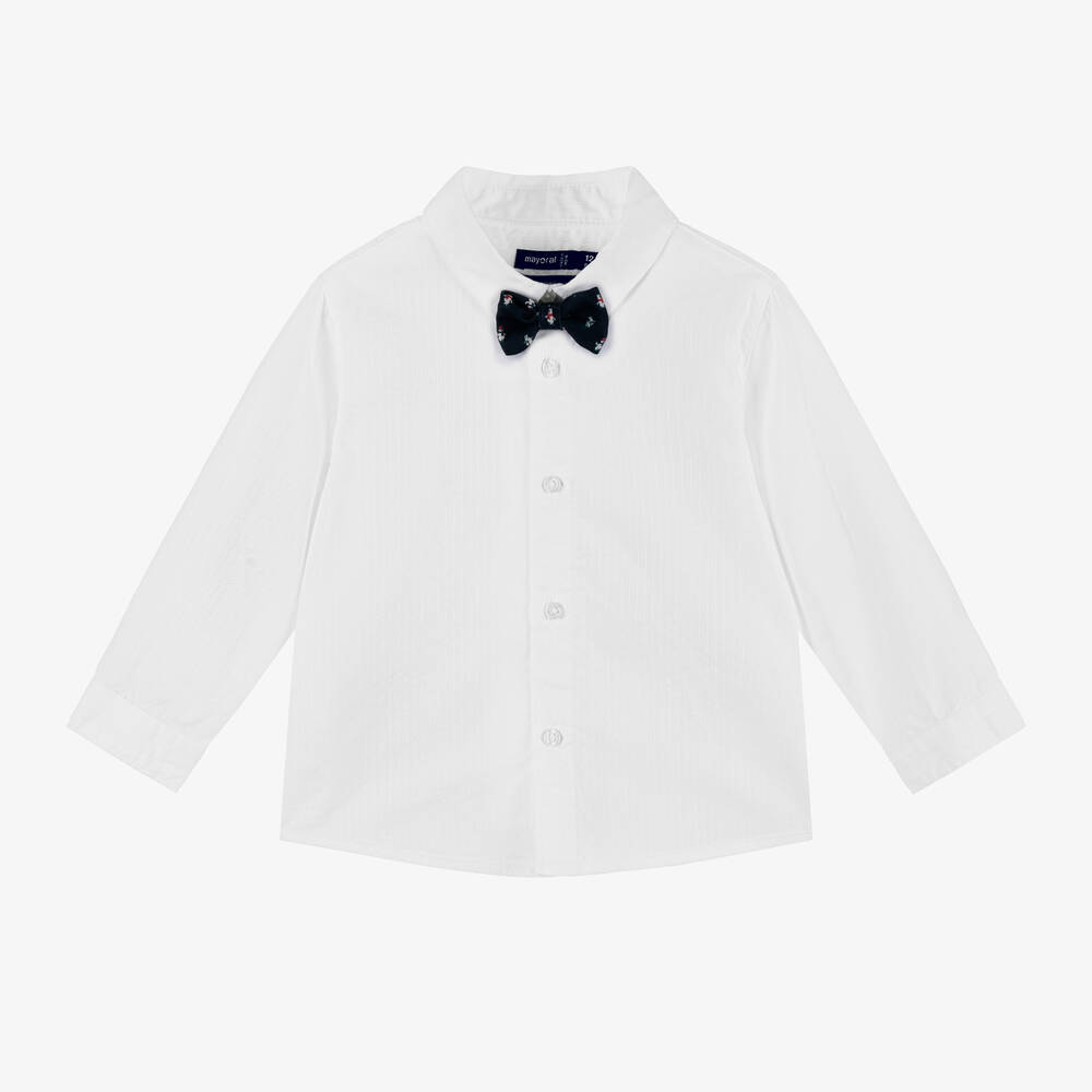 Mayoral - Boys White Shirt with Bow Tie | Childrensalon