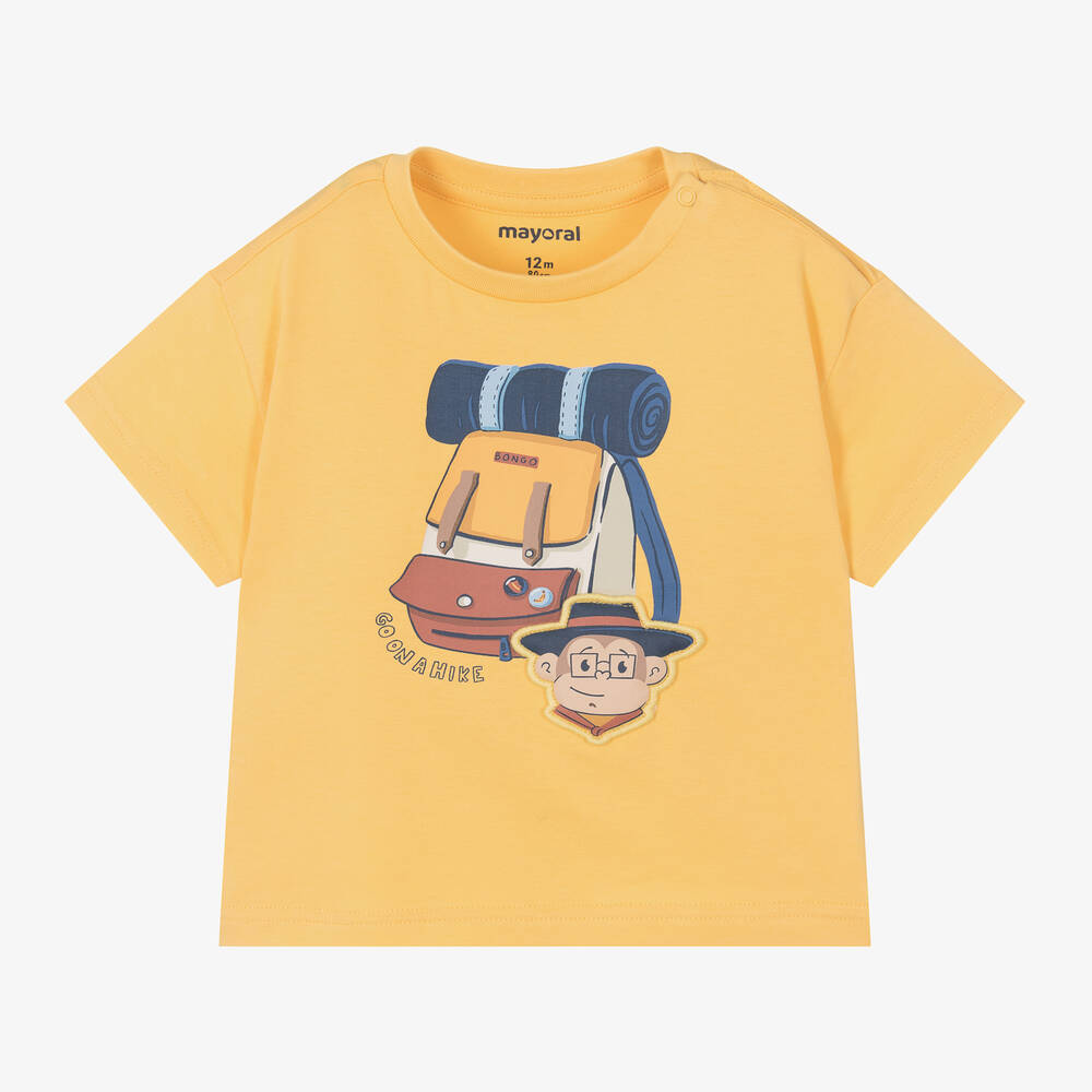 Shop Mayoral Boys Yellow Cotton Monkey T-shirt