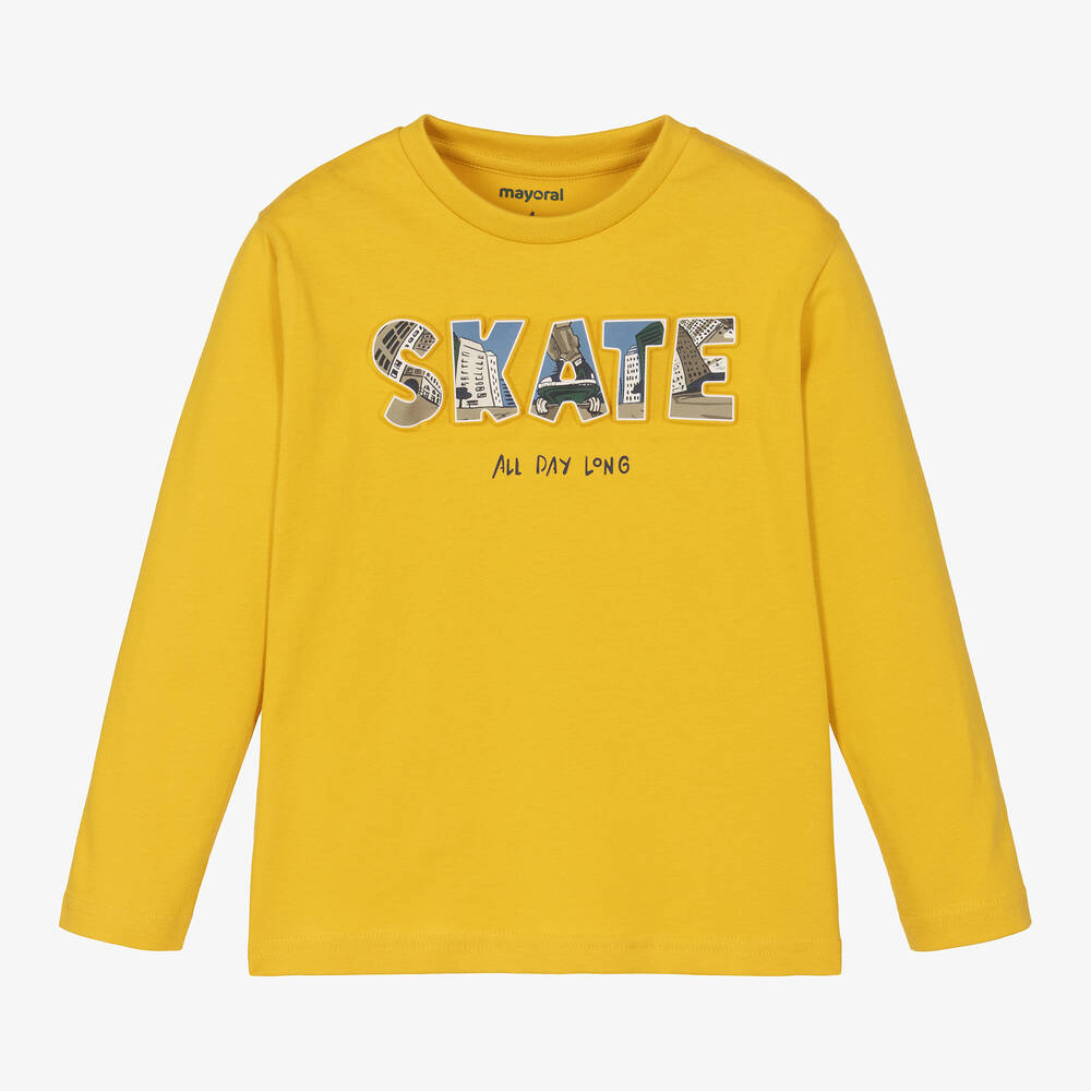 Mayoral - Boys Yellow Cotton Skateboard Top | Childrensalon