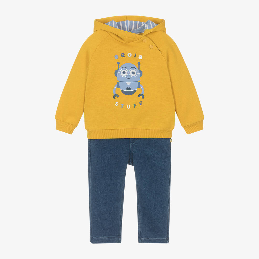 Mayoral - Boys Yellow Robot Print Trouser Set | Childrensalon