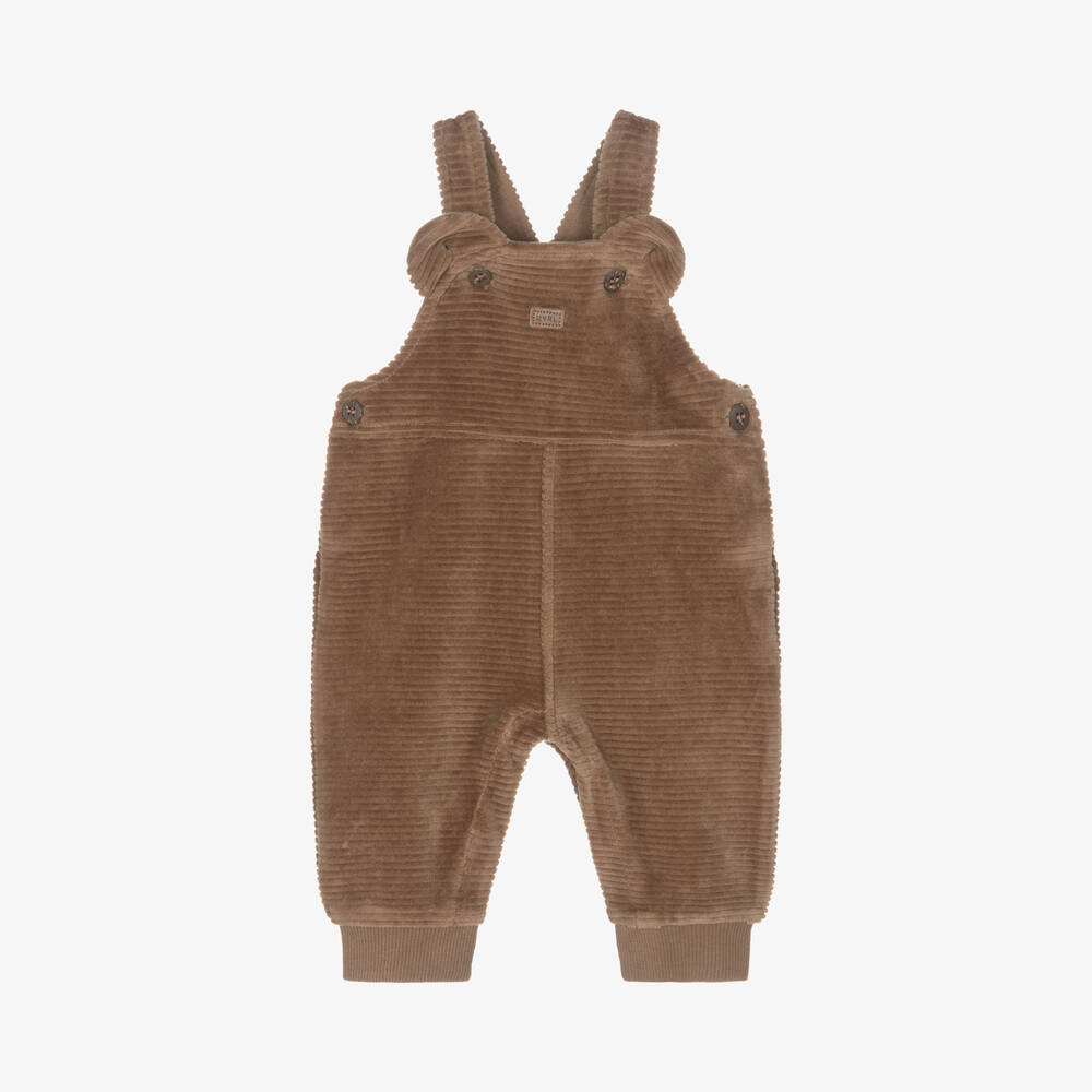 Mayoral Newborn - Brown Ribbed Velour Dungarees | Childrensalon