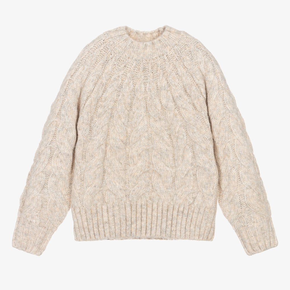 Mayoral - Girls Beige Cable Knit Sweater | Childrensalon