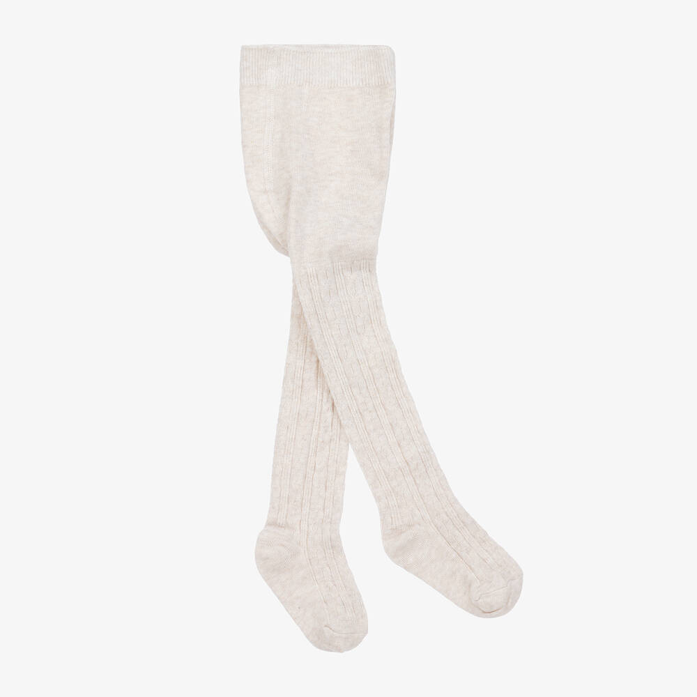 Mayoral - Girls Beige Cable Knit Tights | Childrensalon