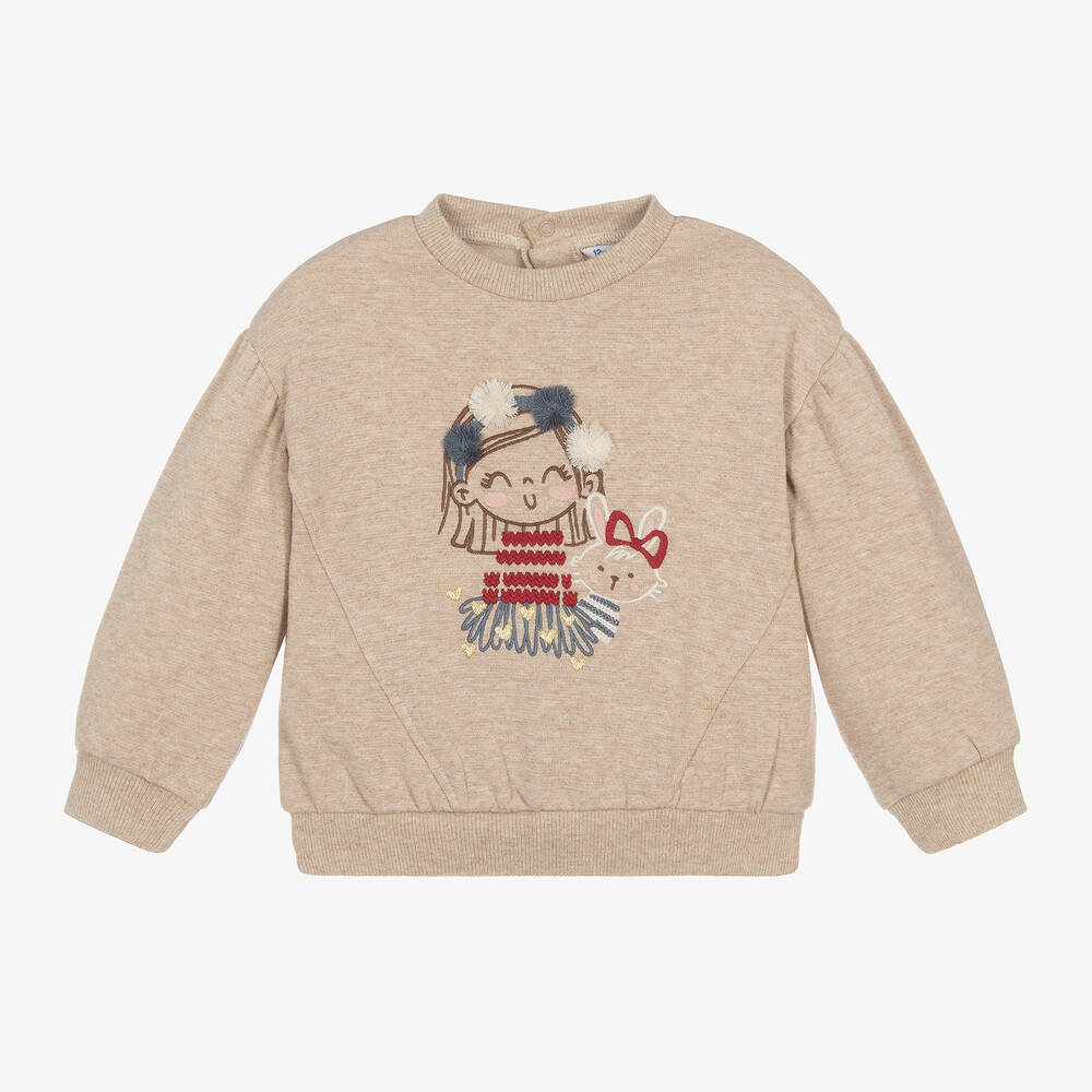 Mayoral - Girls Beige Cotton Sweatshirt | Childrensalon