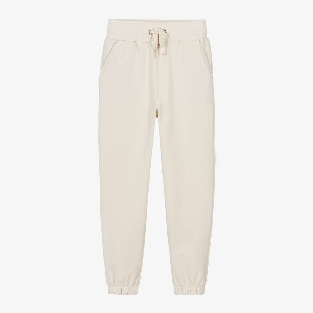 Mayoral - Girls Beige Jersey Joggers | Childrensalon