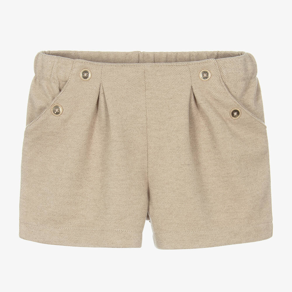 Mayoral - Girls Beige Pleated Shorts | Childrensalon