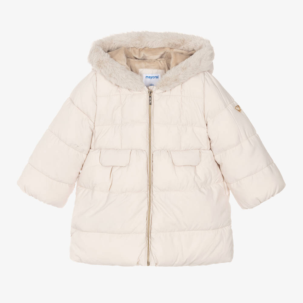 Mayoral - Girls Beige Puffer Coat | Childrensalon