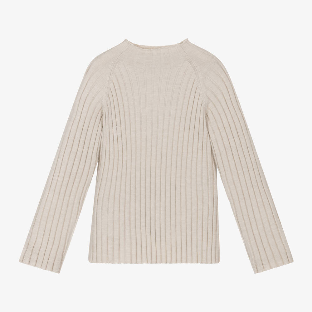 Mayoral - Girls Beige Turtle Neck Top | Childrensalon