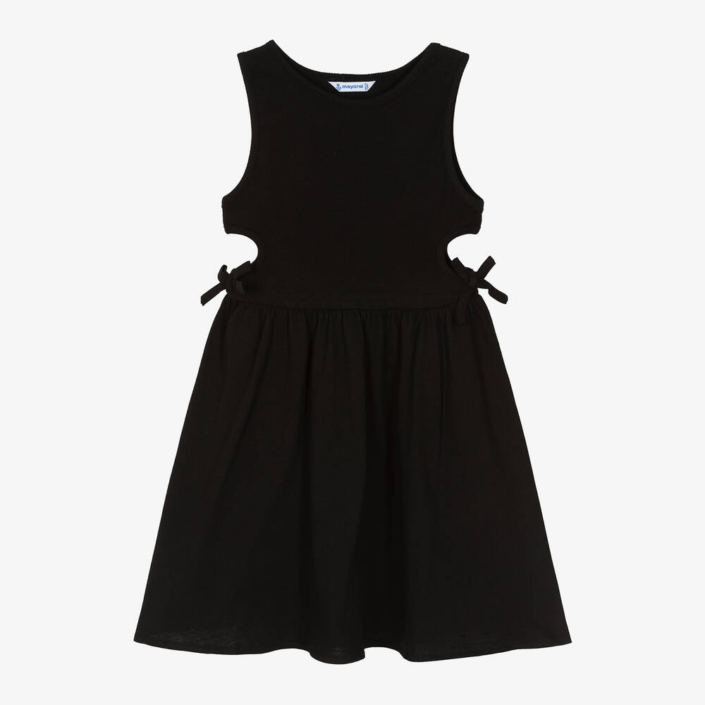 Mayoral - Girls Black Cotton Dress | Childrensalon