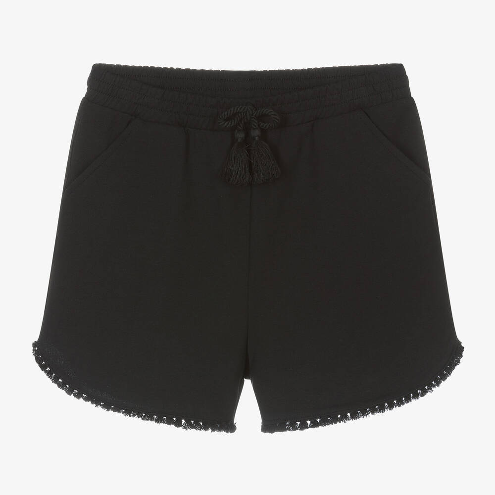 Shop Mayoral Girls Black Cotton Jersey Shorts