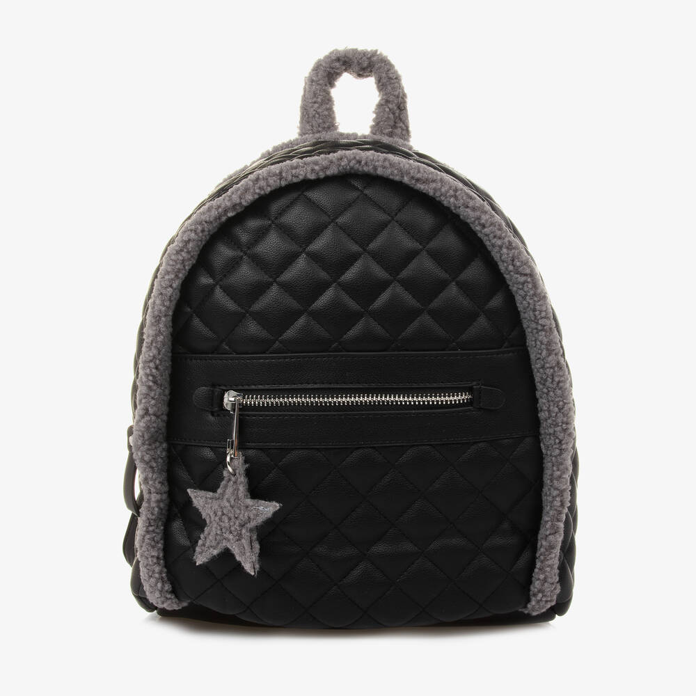 Mayoral - Girls Black Faux Leather Backpack (28cm) | Childrensalon