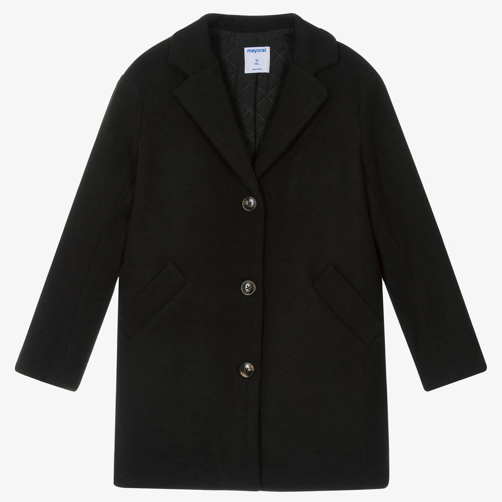 Mayoral - Черное фетровое пальто для девочек | Childrensalon