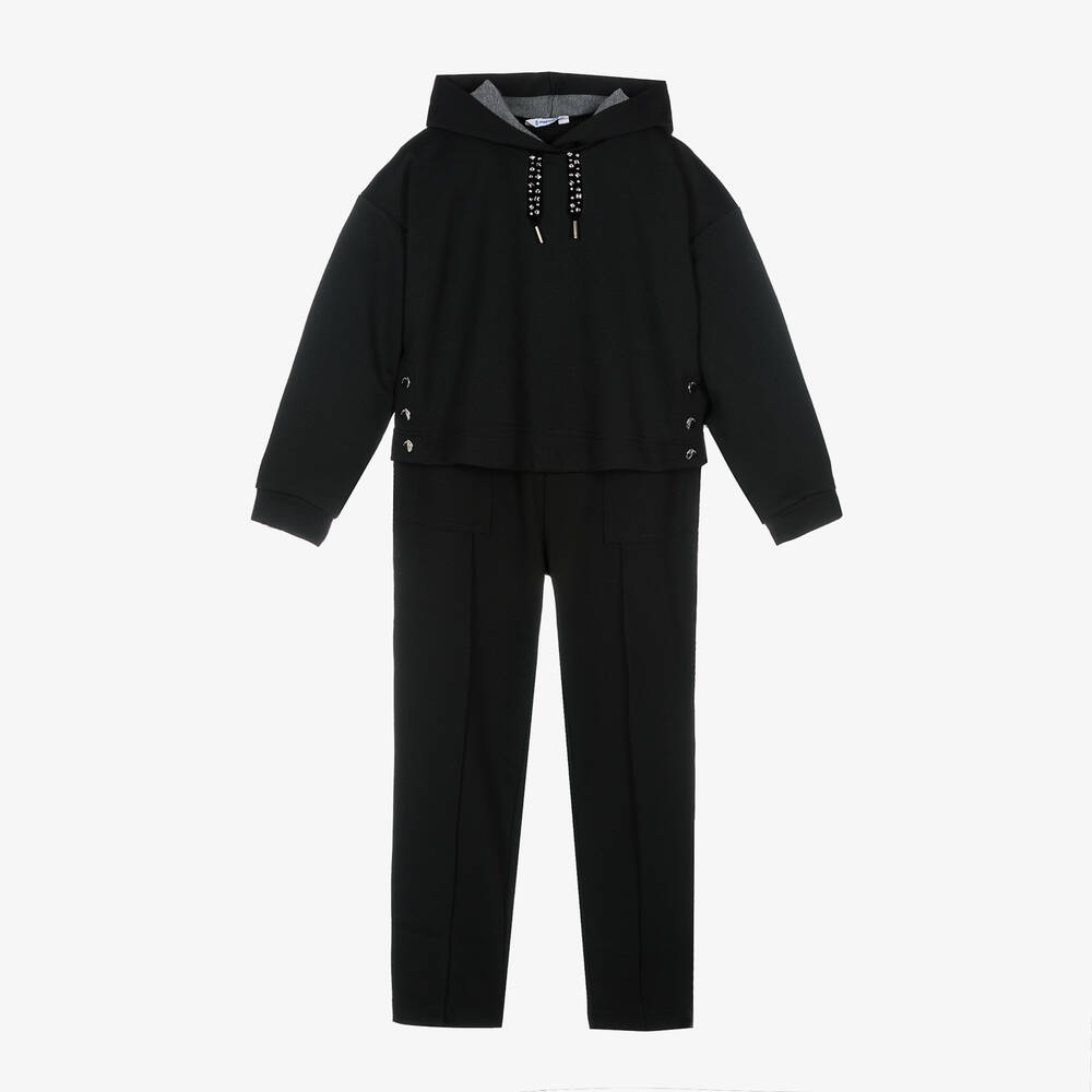 Mayoral - Girls Black Hooded Tracksuit | Childrensalon