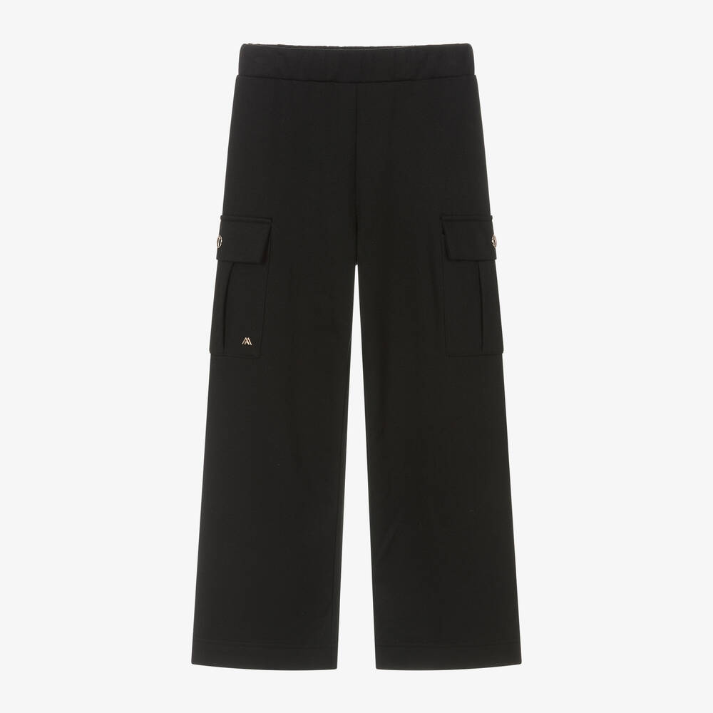 Mayoral - Girls Black Jersey Cargo Trousers | Childrensalon