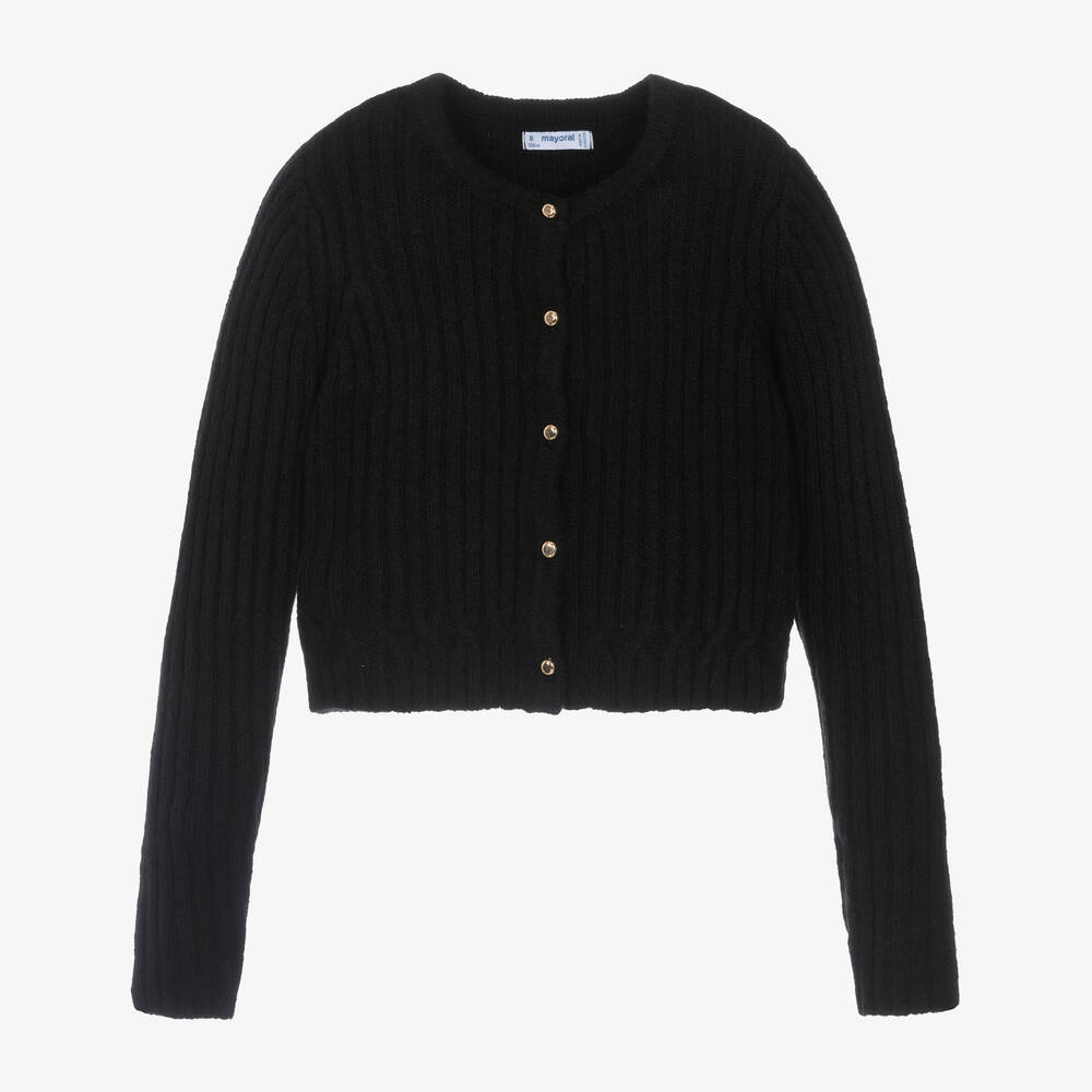 Mayoral - Girls Black Knitted Cardigan | Childrensalon